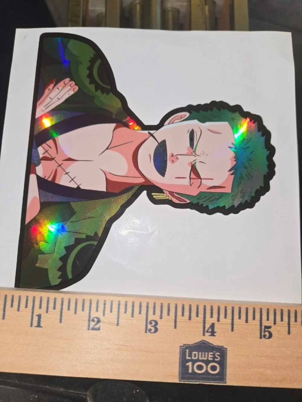 One Piece Zoro Holographic Anime Motion Car Sticker Decal Peeker